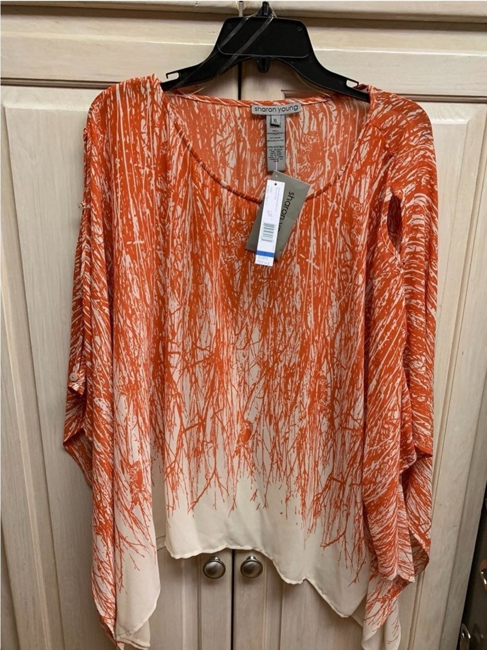 Sharon Young Orange Brushstroke Overlay Tunic